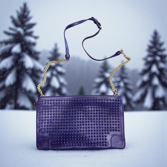 Christian Louboutin Handbags - Christian Louboutin Chain shoulder Leather bag studs Spike Pouch Pik Pik Purple